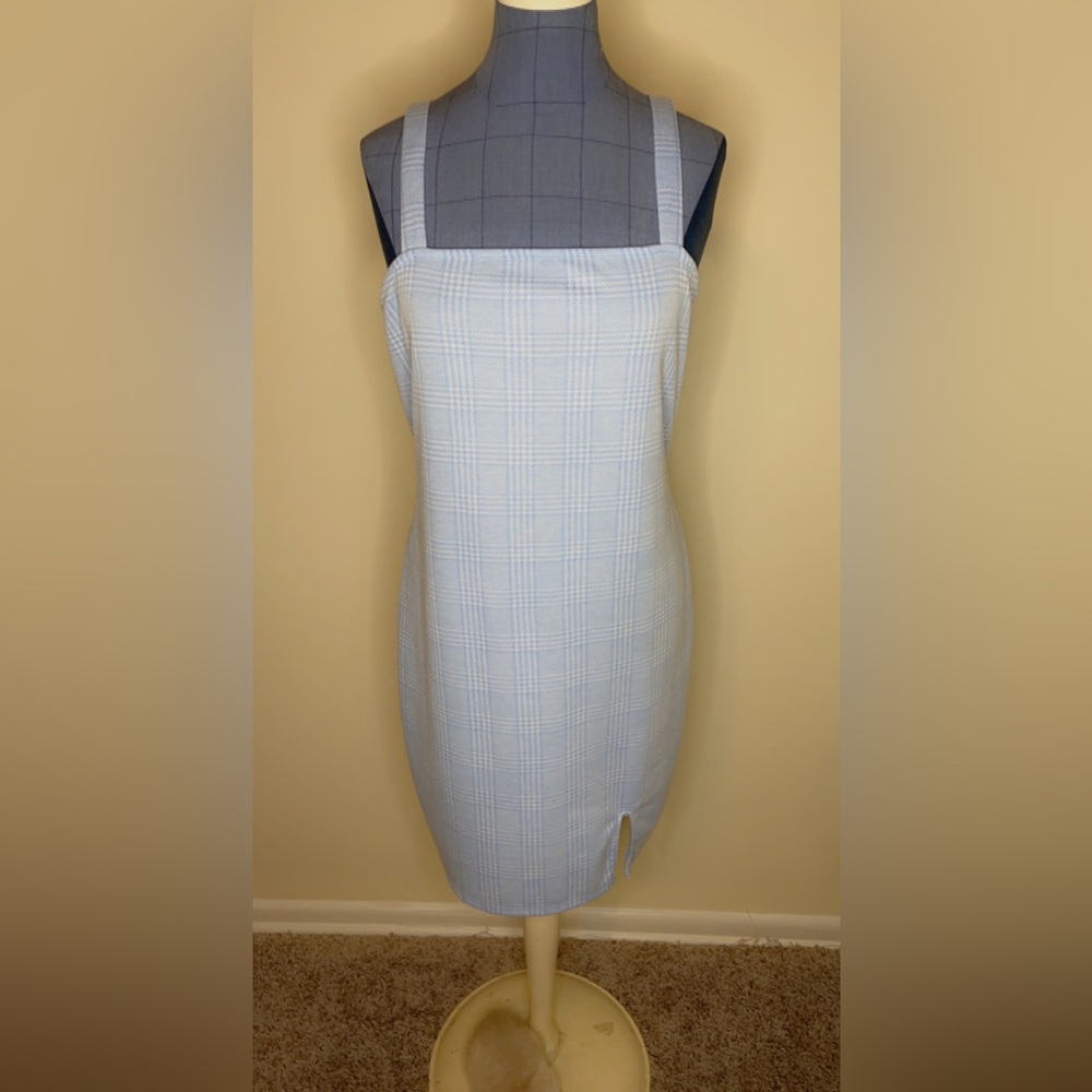 Rue21 | Plaid Dress with Slit | Blue and White | Large |